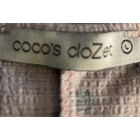 Cocos Clozet Blouse Women L Pink Floral Poka Dot Short Sleeve Round Neck - Picture 5 of 5